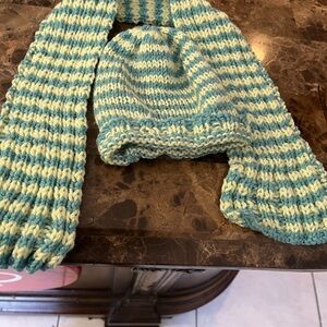 Striped Knit Scarf and Hat Set